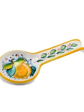 Artistica Deruta Ceramic Spoon Rest Lemon 4.5" X 11" Made In Italy Colorful